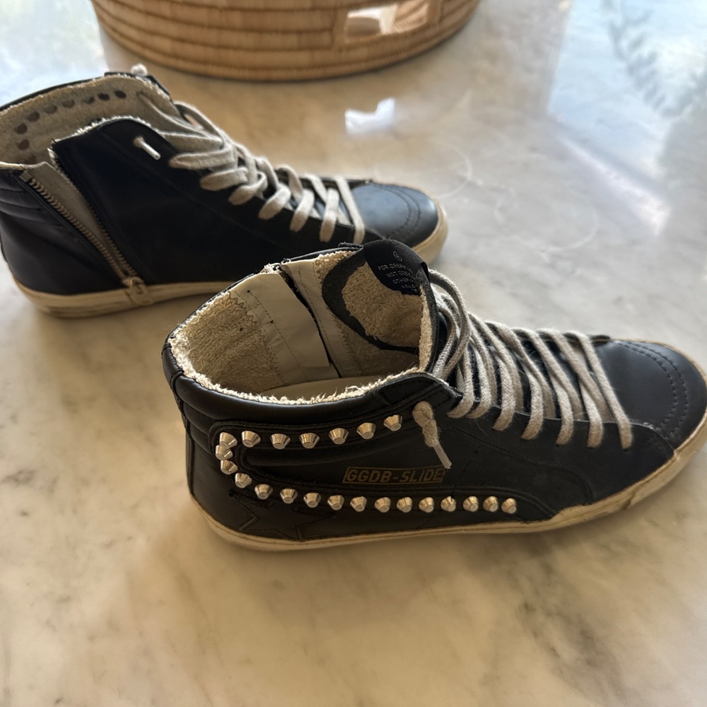 Golden Goose Slide black leather with silver studs Size 40 - Picture 3 of 5